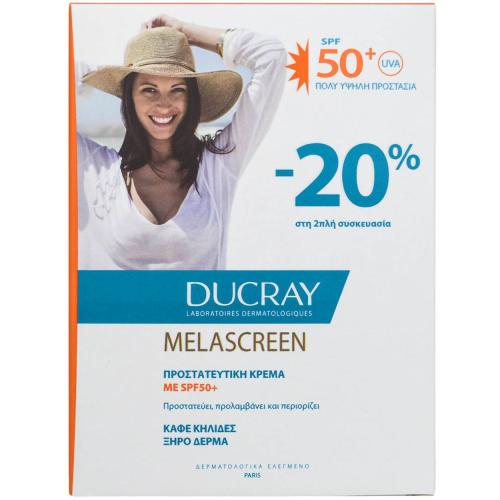 Ducray Melascreen Protective Anti-Spots Cream Spf50+ for Dry Skin Αντηλιακή Κρέμα Πολύ Υψηλής Προστασίας Κατά των Καφέ Κηλίδων για Ξηρό Δέρμα 2x50ml σε Ειδική Τιμή